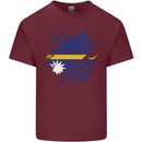 Torn Nauru Flag Nauruan Day Football Mens Cotton T-Shirt Tee Top Maroon