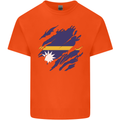 Torn Nauru Flag Nauruan Day Football Mens Cotton T-Shirt Tee Top Orange