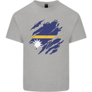 Torn Nauru Flag Nauruan Day Football Mens Cotton T-Shirt Tee Top Sports Grey