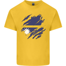 Torn Nauru Flag Nauruan Day Football Mens Cotton T-Shirt Tee Top Yellow