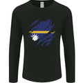 Torn Nauru Flag Nauruan Day Football Mens Long Sleeve T-Shirt Black