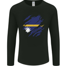 Torn Nauru Flag Nauruan Day Football Mens Long Sleeve T-Shirt Black
