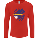 Torn Nauru Flag Nauruan Day Football Mens Long Sleeve T-Shirt Red