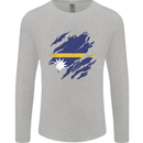 Torn Nauru Flag Nauruan Day Football Mens Long Sleeve T-Shirt Sports Grey