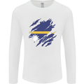 Torn Nauru Flag Nauruan Day Football Mens Long Sleeve T-Shirt White
