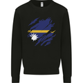 Torn Nauru Flag Nauruan Day Football Mens Sweatshirt Jumper Black