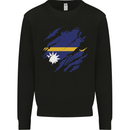 Torn Nauru Flag Nauruan Day Football Mens Sweatshirt Jumper Black