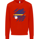 Torn Nauru Flag Nauruan Day Football Mens Sweatshirt Jumper Bright Red