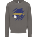 Torn Nauru Flag Nauruan Day Football Mens Sweatshirt Jumper Charcoal
