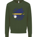 Torn Nauru Flag Nauruan Day Football Mens Sweatshirt Jumper Forest Green