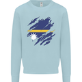 Torn Nauru Flag Nauruan Day Football Mens Sweatshirt Jumper Light Blue