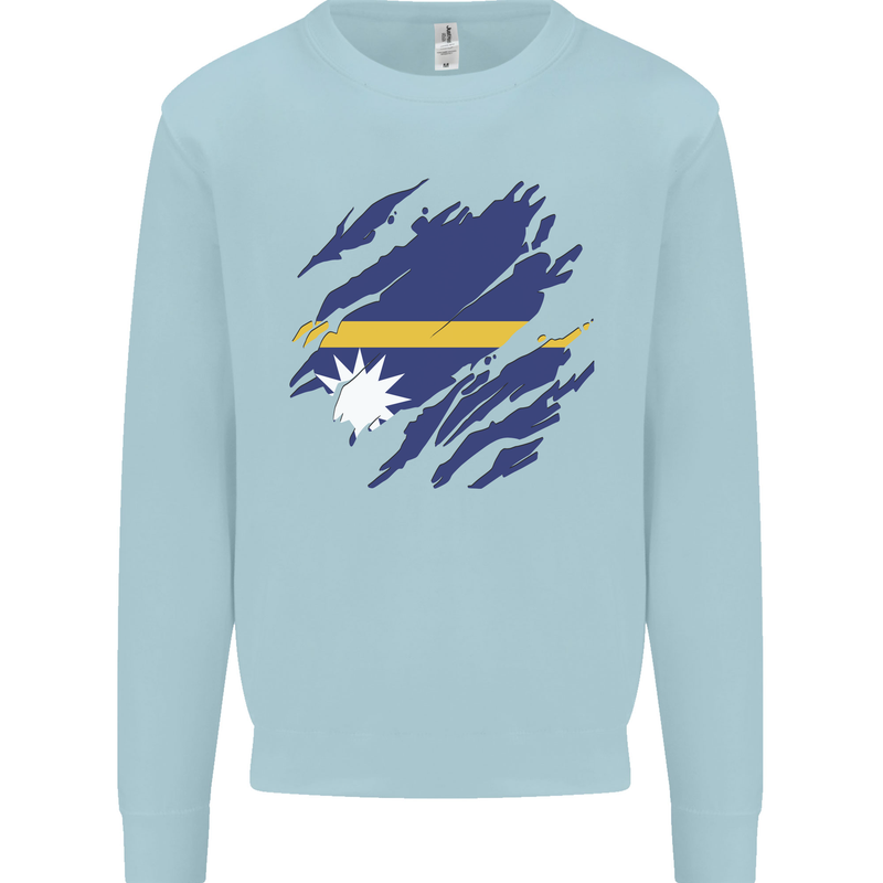 Torn Nauru Flag Nauruan Day Football Mens Sweatshirt Jumper Light Blue