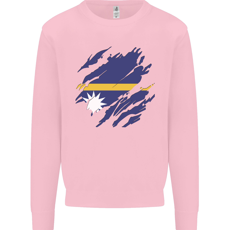 Torn Nauru Flag Nauruan Day Football Mens Sweatshirt Jumper Light Pink