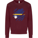 Torn Nauru Flag Nauruan Day Football Mens Sweatshirt Jumper Maroon