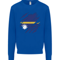 Torn Nauru Flag Nauruan Day Football Mens Sweatshirt Jumper Royal Blue