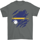 Torn Nauru Flag Nauruan Day Football Mens T-Shirt 100% Cotton Charcoal