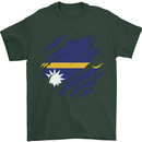 Torn Nauru Flag Nauruan Day Football Mens T-Shirt 100% Cotton Forest Green
