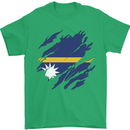 Torn Nauru Flag Nauruan Day Football Mens T-Shirt 100% Cotton Irish Green