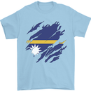 Torn Nauru Flag Nauruan Day Football Mens T-Shirt 100% Cotton Light Blue