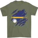 Torn Nauru Flag Nauruan Day Football Mens T-Shirt 100% Cotton Military Green