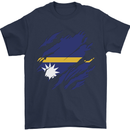 Torn Nauru Flag Nauruan Day Football Mens T-Shirt 100% Cotton Navy Blue
