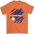 Torn Nauru Flag Nauruan Day Football Mens T-Shirt 100% Cotton Orange