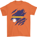 Torn Nauru Flag Nauruan Day Football Mens T-Shirt 100% Cotton Orange