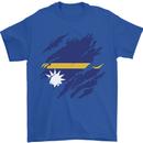 Torn Nauru Flag Nauruan Day Football Mens T-Shirt 100% Cotton Royal Blue