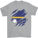 Torn Nauru Flag Nauruan Day Football Mens T-Shirt 100% Cotton Sports Grey