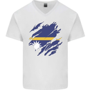 Torn Nauru Flag Nauruan Day Football Mens V-Neck Cotton T-Shirt White