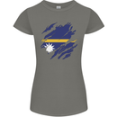 Torn Nauru Flag Nauruan Day Football Womens Petite Cut T-Shirt Charcoal