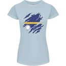 Torn Nauru Flag Nauruan Day Football Womens Petite Cut T-Shirt Light Blue