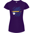 Torn Nauru Flag Nauruan Day Football Womens Petite Cut T-Shirt Purple