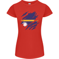 Torn Nauru Flag Nauruan Day Football Womens Petite Cut T-Shirt Red