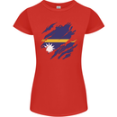Torn Nauru Flag Nauruan Day Football Womens Petite Cut T-Shirt Red