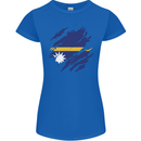 Torn Nauru Flag Nauruan Day Football Womens Petite Cut T-Shirt Royal Blue