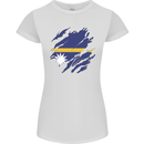 Torn Nauru Flag Nauruan Day Football Womens Petite Cut T-Shirt White