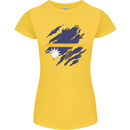 Torn Nauru Flag Nauruan Day Football Womens Petite Cut T-Shirt Yellow