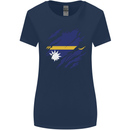 Torn Nauru Flag Nauruan Day Football Womens Wider Cut T-Shirt Navy Blue