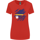 Torn Nauru Flag Nauruan Day Football Womens Wider Cut T-Shirt Red