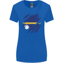Torn Nauru Flag Nauruan Day Football Womens Wider Cut T-Shirt Royal Blue