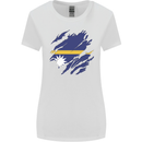 Torn Nauru Flag Nauruan Day Football Womens Wider Cut T-Shirt White