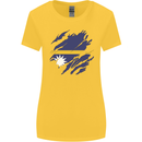 Torn Nauru Flag Nauruan Day Football Womens Wider Cut T-Shirt Yellow