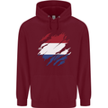 Torn Netherlands Flag Holland Dutch Day Football Childrens Kids Hoodie Maroon