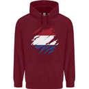 Torn Netherlands Flag Holland Dutch Day Football Childrens Kids Hoodie Maroon