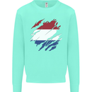 Torn Netherlands Flag Holland Dutch Day Football Kids Sweatshirt Jumper Peppermint