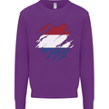 Torn Netherlands Flag Holland Dutch Day Football Kids Sweatshirt Jumper Purple