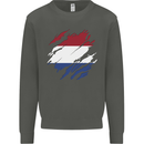 Torn Netherlands Flag Holland Dutch Day Football Kids Sweatshirt Jumper Storm Grey