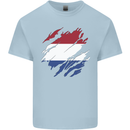 Torn Netherlands Flag Holland Dutch Day Football Kids T-Shirt Childrens Light Blue
