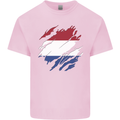 Torn Netherlands Flag Holland Dutch Day Football Kids T-Shirt Childrens Light Pink